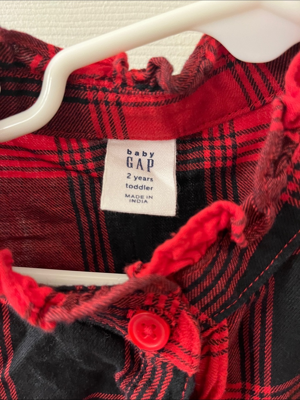 GAP Red and Black Plaid Button-Up Dress Top - Picture 2 of 2